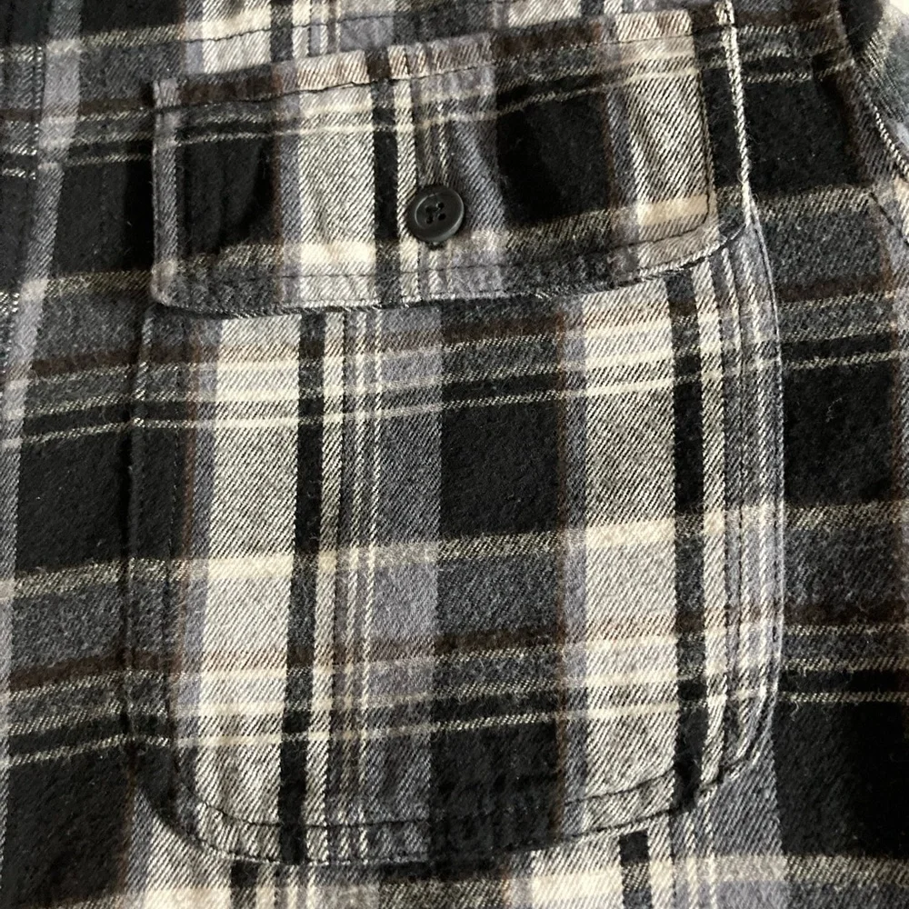 Boston Traders Utility Jacket Fleece Flannel Outerwear Plaid Black White Medium